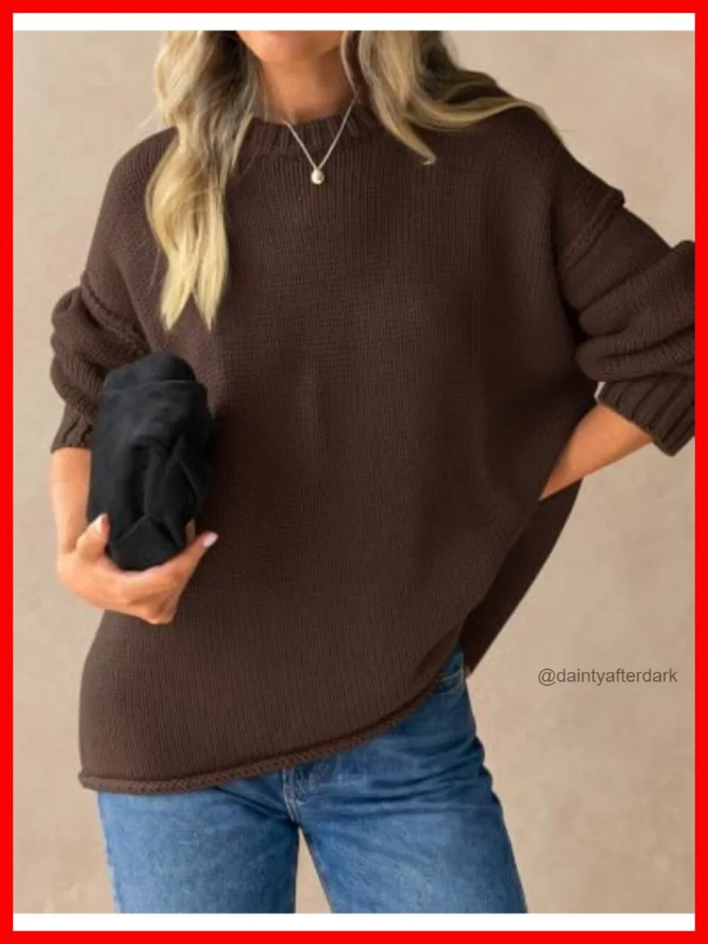 Oversized Chunky Cotton Blend Crewneck Pullover Sweater